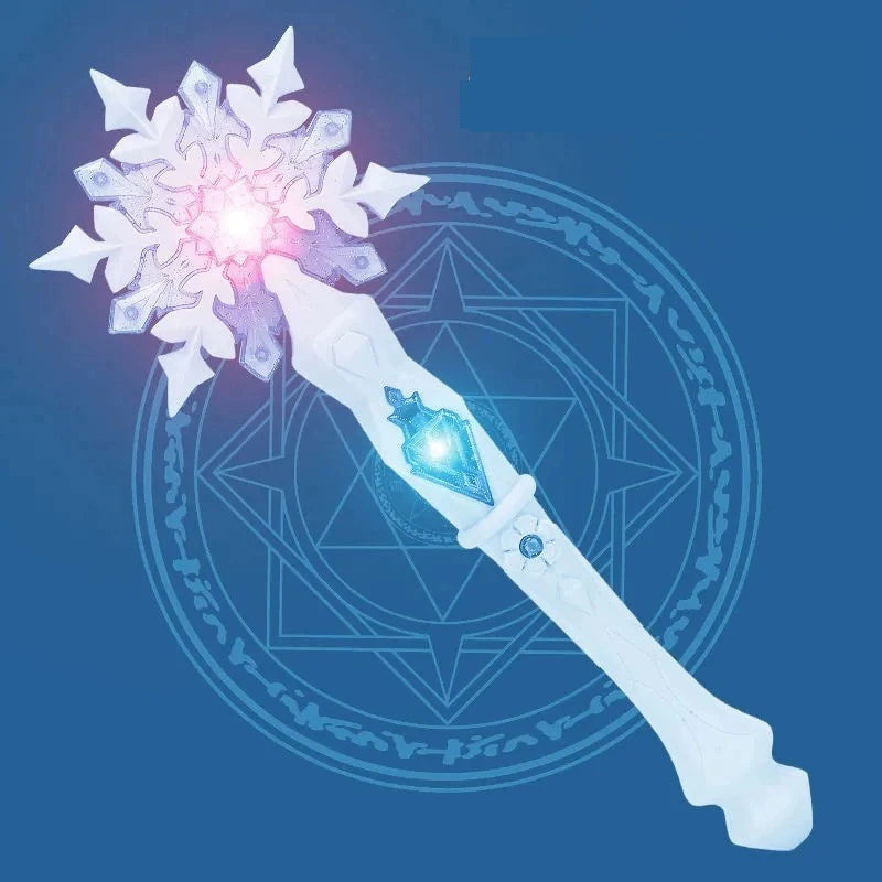 Princess Snow Wand Toy Snowflake Light Sound Sticks Kid Cosplay Fairy Girls Glowing Wands Christmas Halloween Children Toys