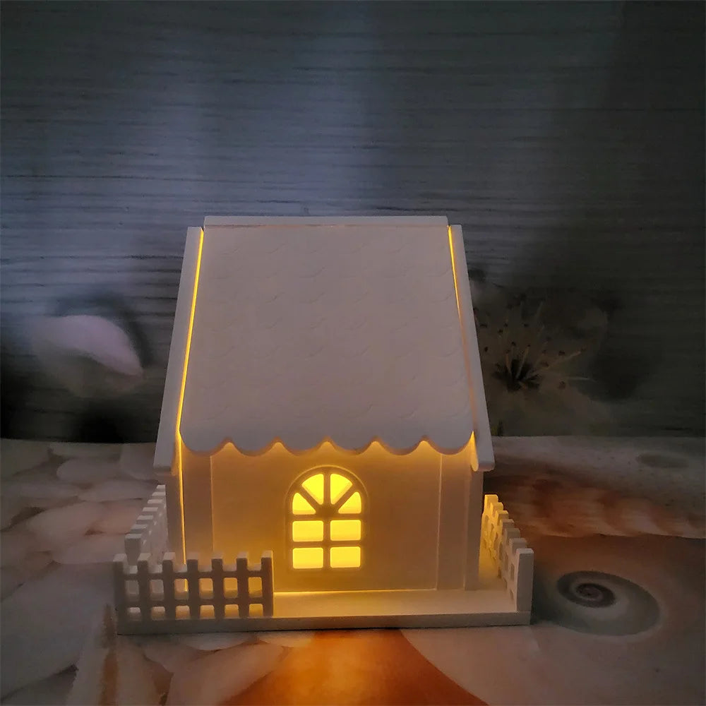 Snow House Fence Figurine Mold – DIY Silicone Cement/Gypsum Mould for Christmas Decor, Resin Craft, Holiday Ornament, Garden Art