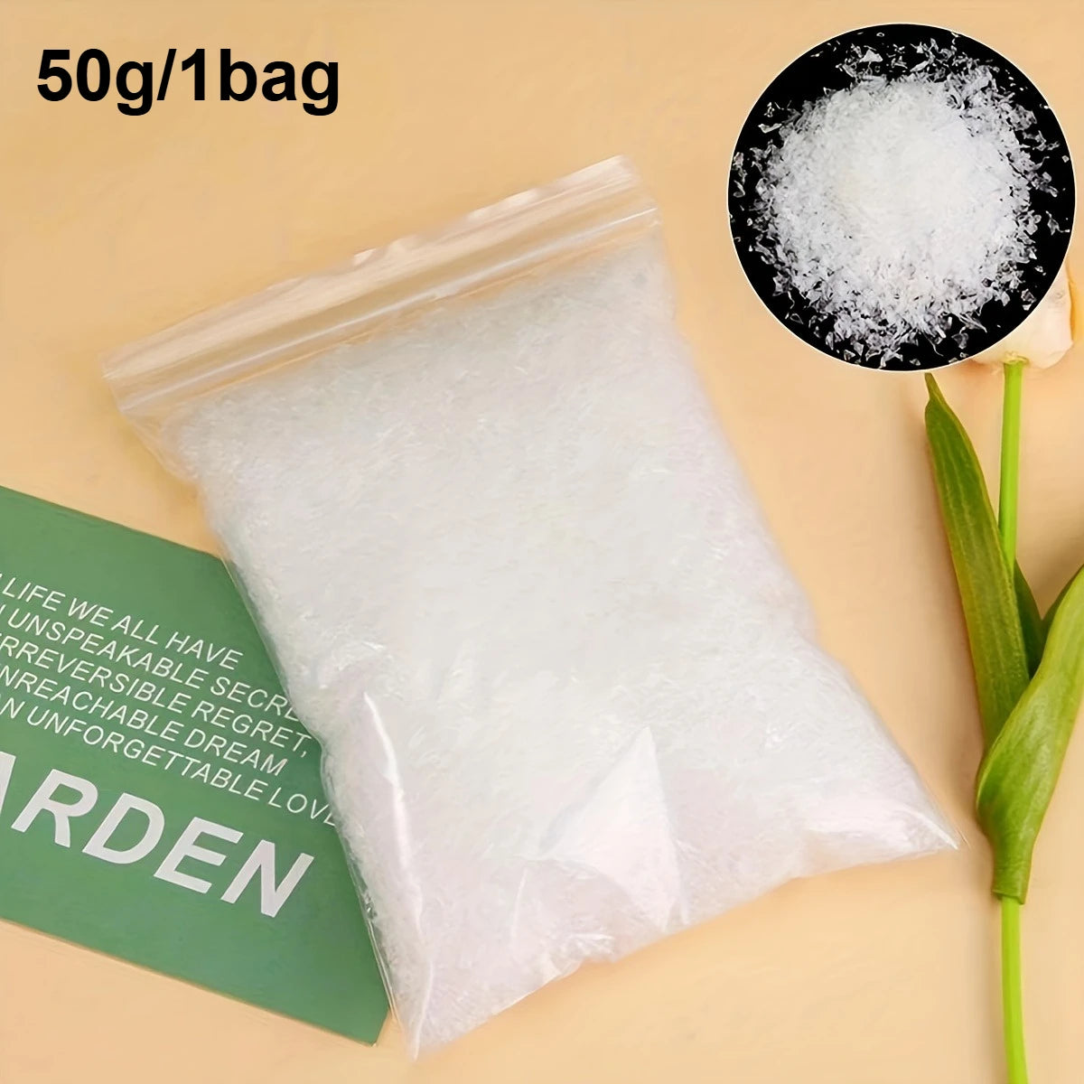 100g Artificial Snow Flakes, Fake Snow for Christmas Decor & Winter Crafts