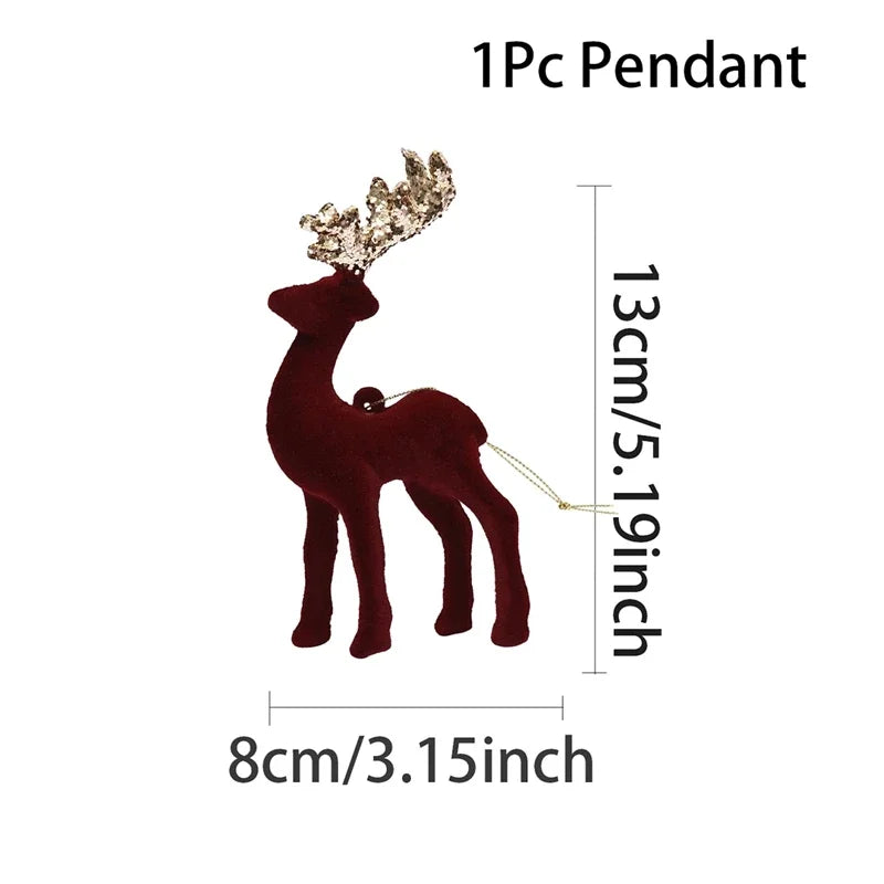 DIY Christmas Reindeer Ornaments Christmas Decorations For Home 2024 Christmas Tree Hanging Pendant Navidad Noel New Year Gifts