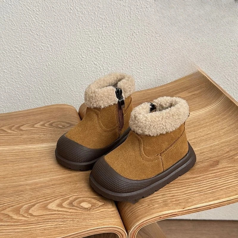 Soft Leather Children's Snow Boots for Baby Toddler Warm Fleece Lined Winter Outdoor Footwear Toddler Boots for Little Kids