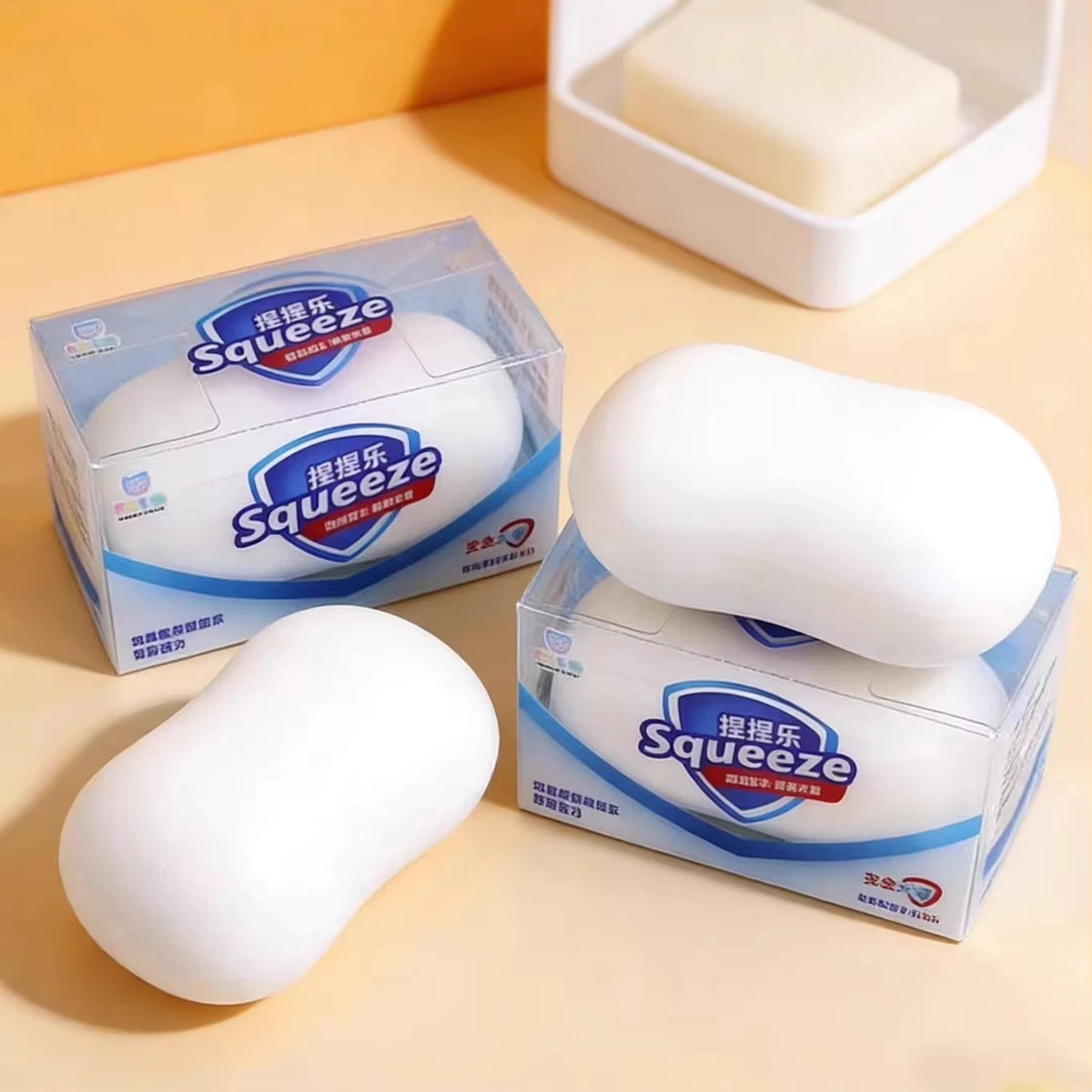 Super Soft Soap Squishy White Pink Blue Simulated Soap Stress Relief Squeeze Fidget Toy Moldable Slow Rebound Adults Party Gifts