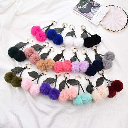 Fluffy Cherry Pom-Pom Bag Charm