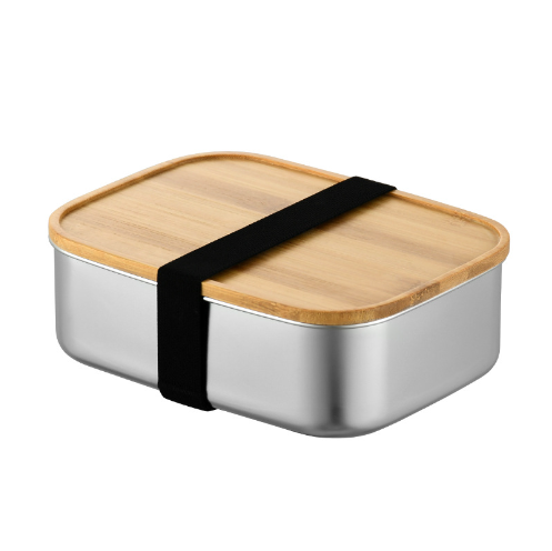 Bamboo-Lid Stainless Steel Bento Box