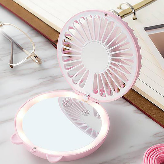 Mini Fan + Makeup Mirror