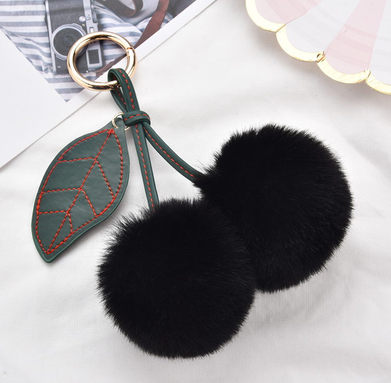 Fluffy Cherry Pom-Pom Bag Charm