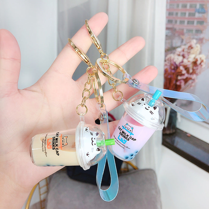 Liquid Quicksand Cat Keychain