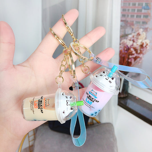 Liquid Quicksand Cat Keychain