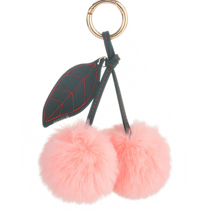 Fluffy Cherry Pom-Pom Bag Charm