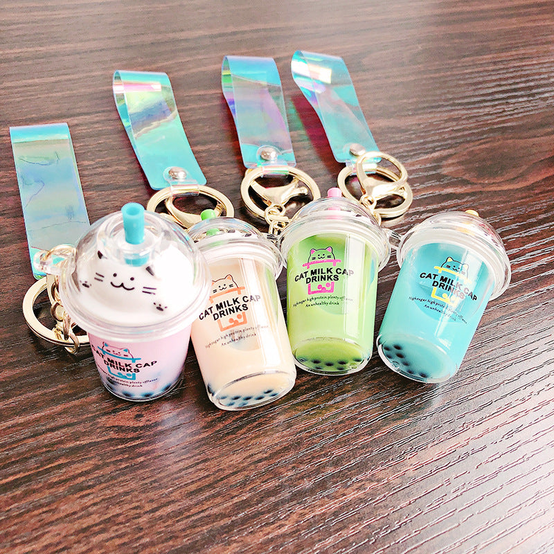 Liquid Quicksand Cat Keychain