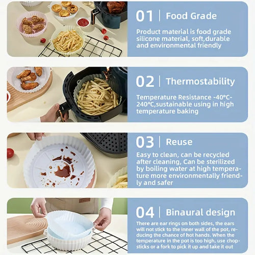 Reusable Air Fryer Silicone Liner, 7.8in Non-Stick Pad