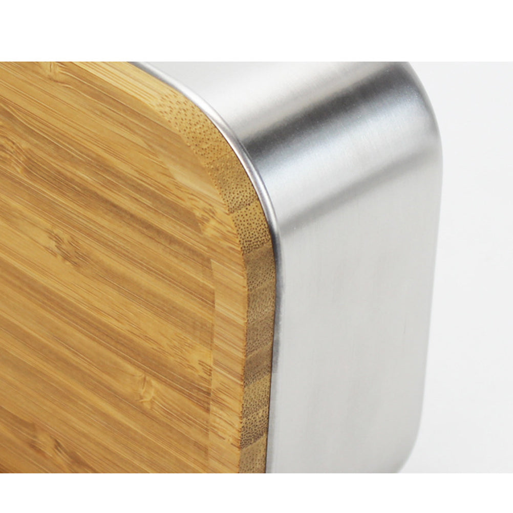 Bamboo-Lid Stainless Steel Bento Box
