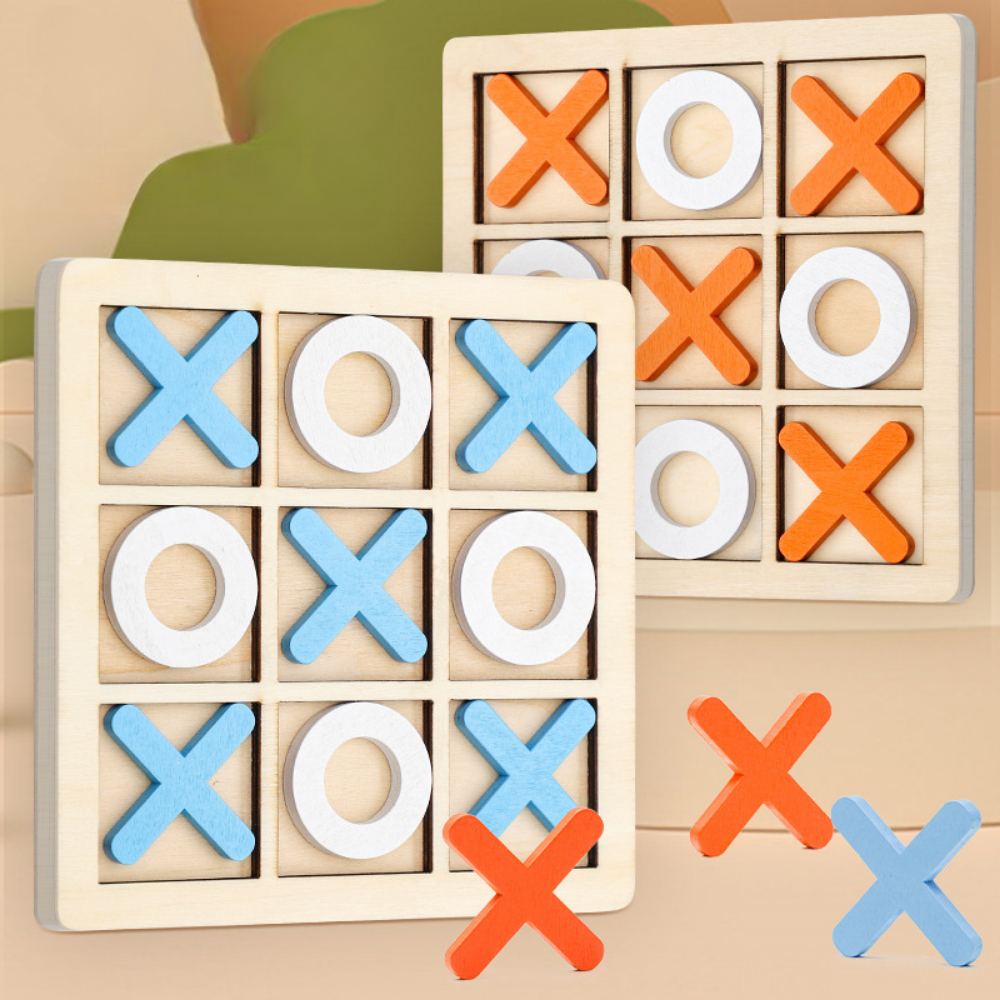 Mini Wooden Tic-Tac-Toe Game