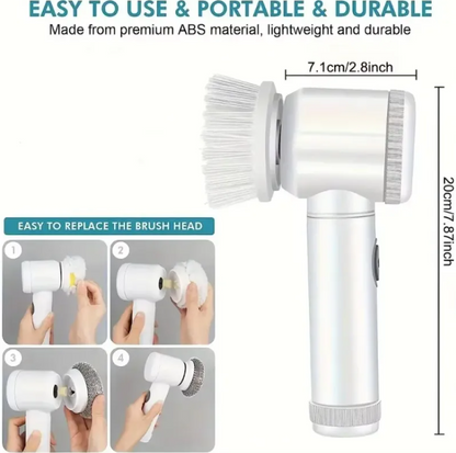 Electric Spin Scrubber with 5 Brush Heads