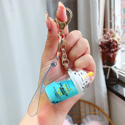 Liquid Quicksand Cat Keychain