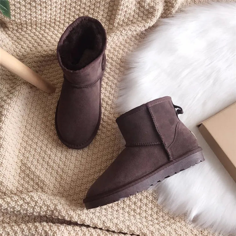 Snow Boots Women Waterproof Australia Winter Warm Shoes Non-slip Rubber Sole 100% Genuine Cowhide Leather Big Size Wholesale