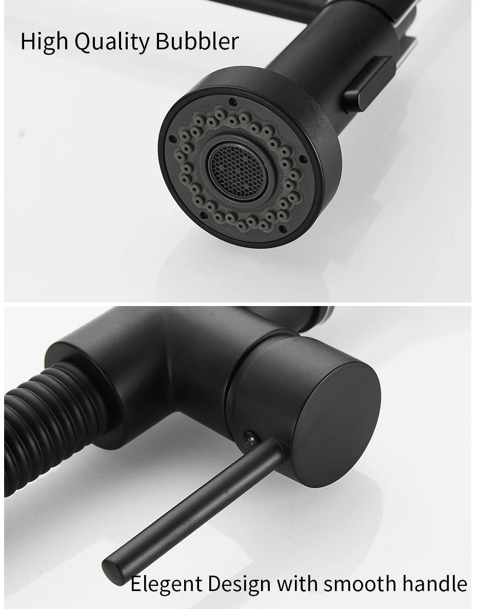 Kitchen Faucets Black Stainless Steel Faucets for Kitchen Sink Pull Out Spring Spout Mixers Tap Hot Cold Water Crane 866053R