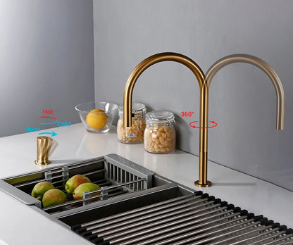 Modern Kitchen Faucet Brsuh Matt Brass Material Kitchen Sink Faucet Kitchen Product Kitchen Sink Mixer Tap