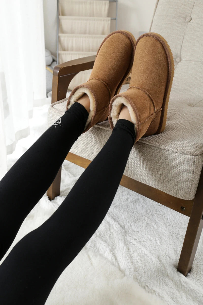 Snow Boots Women Waterproof Australia Winter Warm Shoes Non-slip Rubber Sole 100% Genuine Cowhide Leather Big Size Wholesale