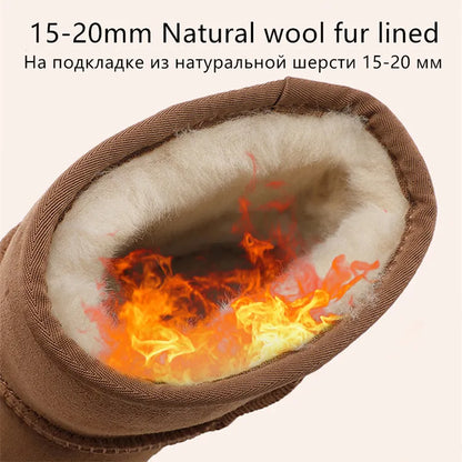 Snow Boots Women Waterproof Australia Winter Warm Shoes Non-slip Rubber Sole 100% Genuine Cowhide Leather Big Size Wholesale