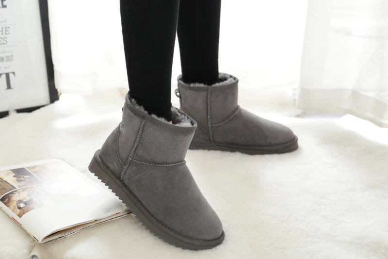 Snow Boots Women Waterproof Australia Winter Warm Shoes Non-slip Rubber Sole 100% Genuine Cowhide Leather Big Size Wholesale