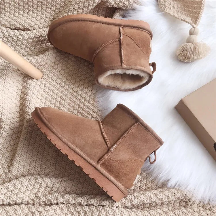 Snow Boots Women Waterproof Australia Winter Warm Shoes Non-slip Rubber Sole 100% Genuine Cowhide Leather Big Size Wholesale