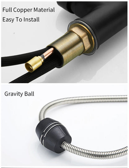 Kitchen Faucets Black Stainless Steel Faucets for Kitchen Sink Pull Out Spring Spout Mixers Tap Hot Cold Water Crane 866053R