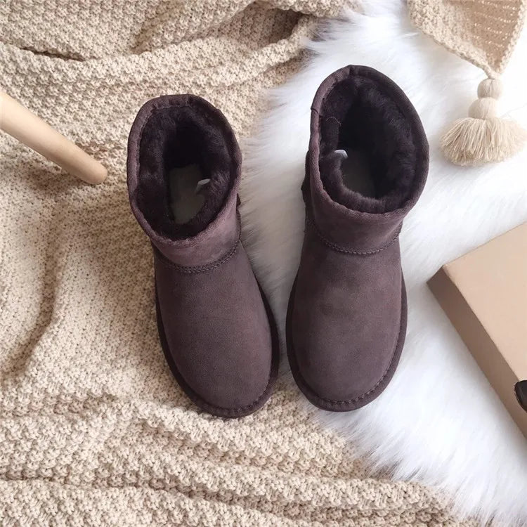 Snow Boots Women Waterproof Australia Winter Warm Shoes Non-slip Rubber Sole 100% Genuine Cowhide Leather Big Size Wholesale