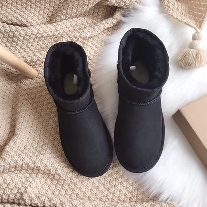 Snow Boots Women Waterproof Australia Winter Warm Shoes Non-slip Rubber Sole 100% Genuine Cowhide Leather Big Size Wholesale