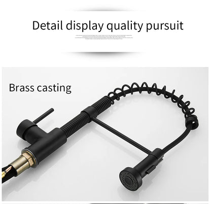Kitchen Faucets Black Stainless Steel Faucets for Kitchen Sink Pull Out Spring Spout Mixers Tap Hot Cold Water Crane 866053R