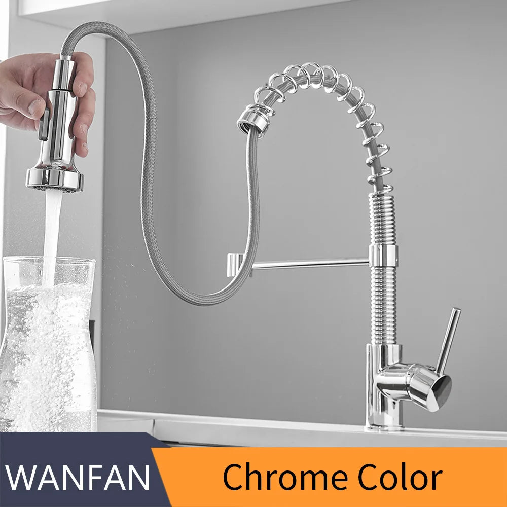 Kitchen Faucets Black Stainless Steel Faucets for Kitchen Sink Pull Out Spring Spout Mixers Tap Hot Cold Water Crane 866053R