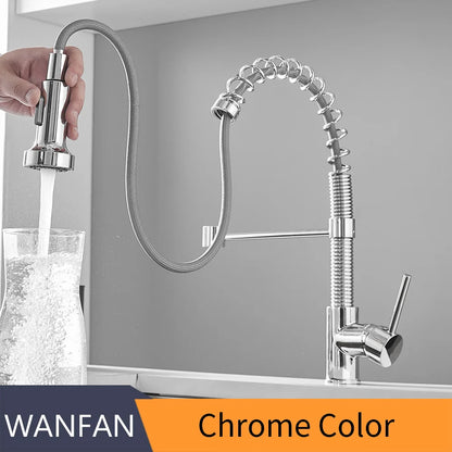 Kitchen Faucets Black Stainless Steel Faucets for Kitchen Sink Pull Out Spring Spout Mixers Tap Hot Cold Water Crane 866053R