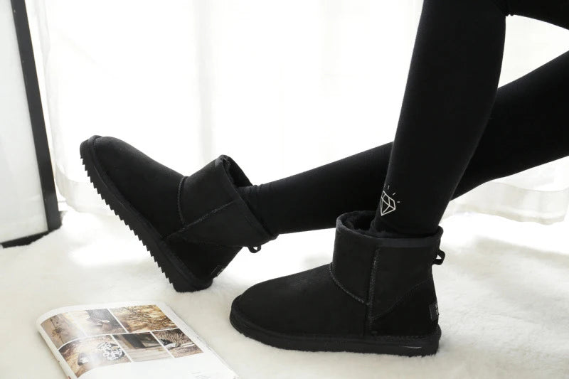 Snow Boots Women Waterproof Australia Winter Warm Shoes Non-slip Rubber Sole 100% Genuine Cowhide Leather Big Size Wholesale