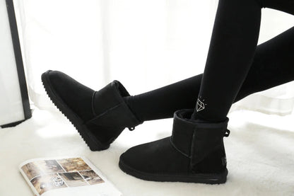 Snow Boots Women Waterproof Australia Winter Warm Shoes Non-slip Rubber Sole 100% Genuine Cowhide Leather Big Size Wholesale