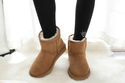 Snow Boots Women Waterproof Australia Winter Warm Shoes Non-slip Rubber Sole 100% Genuine Cowhide Leather Big Size Wholesale