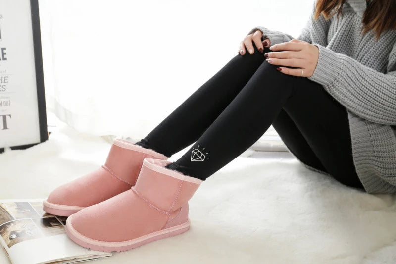 Snow Boots Women Waterproof Australia Winter Warm Shoes Non-slip Rubber Sole 100% Genuine Cowhide Leather Big Size Wholesale