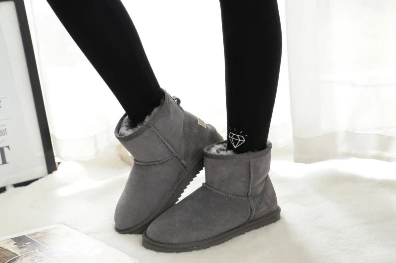 Snow Boots Women Waterproof Australia Winter Warm Shoes Non-slip Rubber Sole 100% Genuine Cowhide Leather Big Size Wholesale
