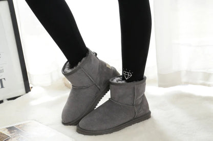 Snow Boots Women Waterproof Australia Winter Warm Shoes Non-slip Rubber Sole 100% Genuine Cowhide Leather Big Size Wholesale