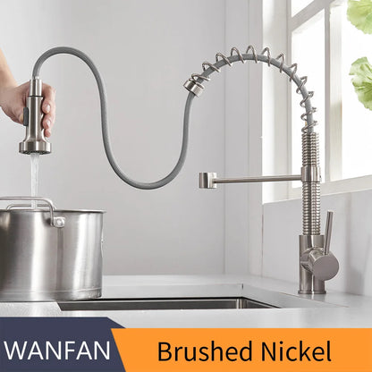 Kitchen Faucets Black Stainless Steel Faucets for Kitchen Sink Pull Out Spring Spout Mixers Tap Hot Cold Water Crane 866053R