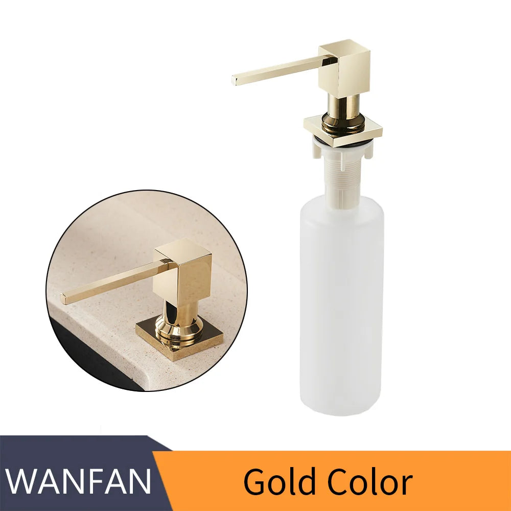 Deck Mounted Kitchen Soap Dispensers Square Pump Chrome Finished Soap Dispensers for Kitchen Built in Counter top Dispenser 2306