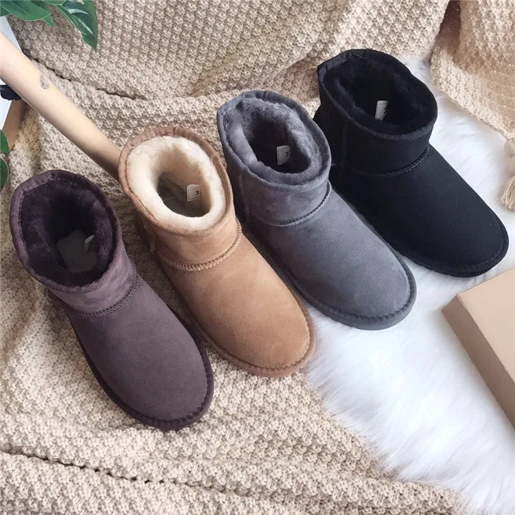 Snow Boots Women Waterproof Australia Winter Warm Shoes Non-slip Rubber Sole 100% Genuine Cowhide Leather Big Size Wholesale