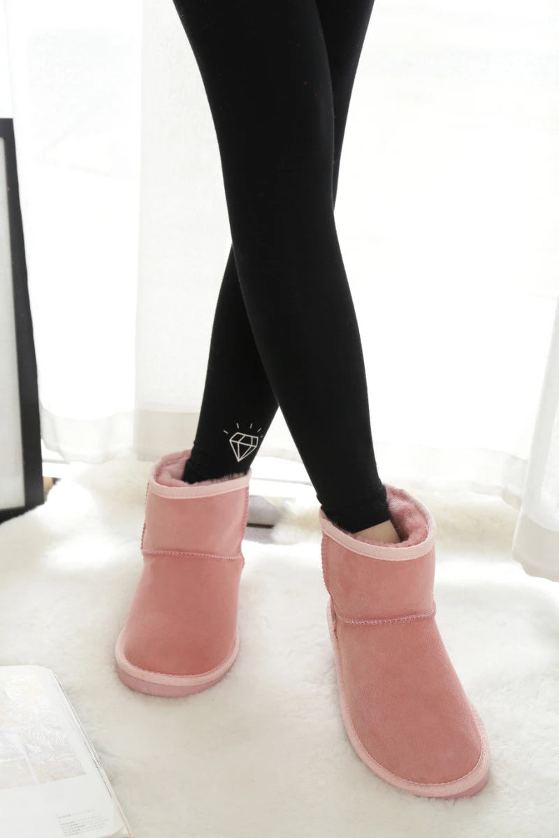 Snow Boots Women Waterproof Australia Winter Warm Shoes Non-slip Rubber Sole 100% Genuine Cowhide Leather Big Size Wholesale