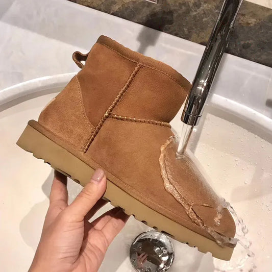 Snow Boots Women Waterproof Australia Winter Warm Shoes Non-slip Rubber Sole 100% Genuine Cowhide Leather Big Size Wholesale