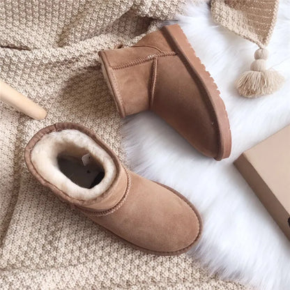 Snow Boots Women Waterproof Australia Winter Warm Shoes Non-slip Rubber Sole 100% Genuine Cowhide Leather Big Size Wholesale