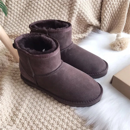 Snow Boots Women Waterproof Australia Winter Warm Shoes Non-slip Rubber Sole 100% Genuine Cowhide Leather Big Size Wholesale