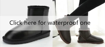 Snow Boots Women Waterproof Australia Winter Warm Shoes Non-slip Rubber Sole 100% Genuine Cowhide Leather Big Size Wholesale