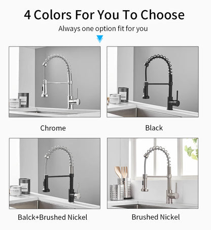 Kitchen Faucets Black Stainless Steel Faucets for Kitchen Sink Pull Out Spring Spout Mixers Tap Hot Cold Water Crane 866053R