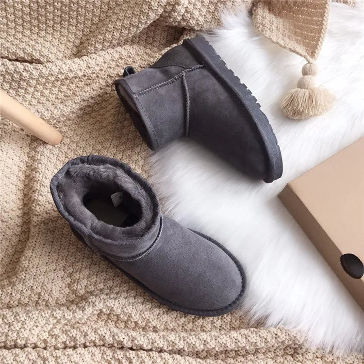 Snow Boots Women Waterproof Australia Winter Warm Shoes Non-slip Rubber Sole 100% Genuine Cowhide Leather Big Size Wholesale