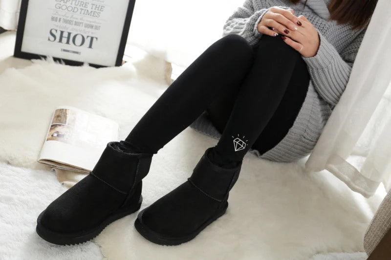 Snow Boots Women Waterproof Australia Winter Warm Shoes Non-slip Rubber Sole 100% Genuine Cowhide Leather Big Size Wholesale