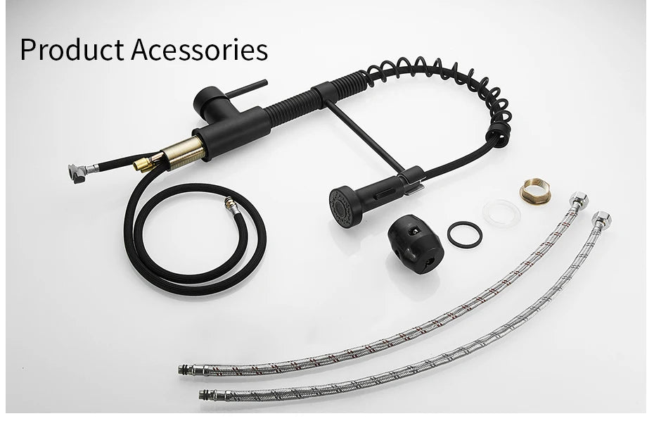 Kitchen Faucets Black Stainless Steel Faucets for Kitchen Sink Pull Out Spring Spout Mixers Tap Hot Cold Water Crane 866053R